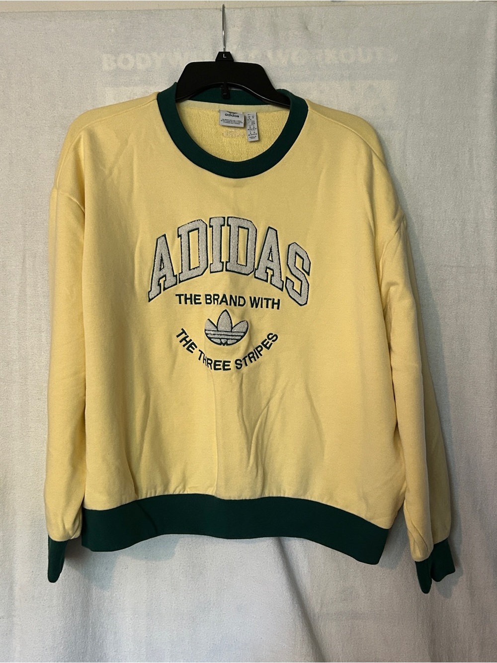 adidas Cream Sweatshirt with Teal Trim and Trefoil Logo